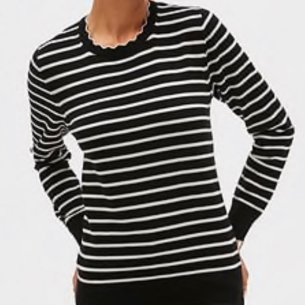 Banana Republic scalloped neck striped cotton sweater
